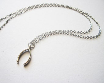 Silver wishbone necklace, Wish Bone Necklace, good luck necklace, celebrity inspired jewelry, minimalist jewellery, talisman necklace, tiny