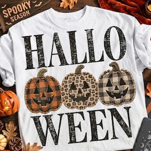 Halloweenpumpa PNG, lapptäcke Jack-O-Lantern sublimeringsdesign, rutig leopardrutig clipart, höstbondgård PNG, digital nedladdning