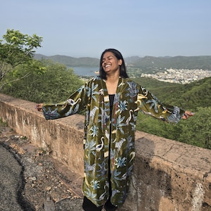 Luxury Velvet Kimono/Jacket : Jungle Safari Print Boho Robe