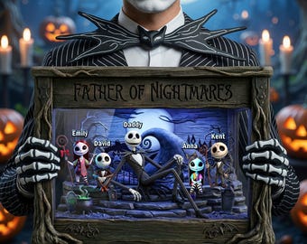 Gepersonaliseerde Nightmare Before Christmas Dad-plaquette, aangepaste vader van nachtmerries Jack Skellington Family acrylcadeau voor papa