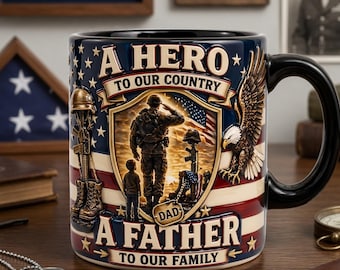 Personalized Veteran Dad Mug - Custom Patriotic Father Gift for Hero Dads - Military Coffee Cup for Father's Day & Birthday