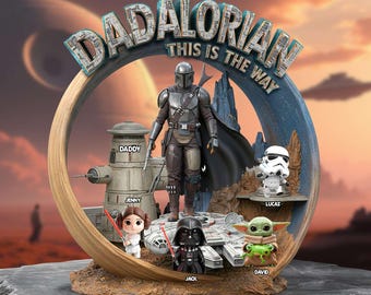 Aangepaste Dadaloriaanse Star Wars-familieplaquette This Is The Way | Gepersonaliseerd Vaderdagcadeau voor papa en kinderen