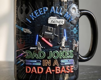 Personalized Star Wars Dad Joke Magic Mug, Custom 'Dad A-Base' Coffee Cup, Funny Sci-Fi Gift for Fathers Day, Birthday, Christmas Dad