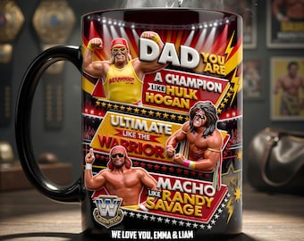 Personalized Dad Wrestling Mug | Custom Heat Changing Coffee Cup | Father's Day Gift for Him | WWE WWF Legends Magic Mug