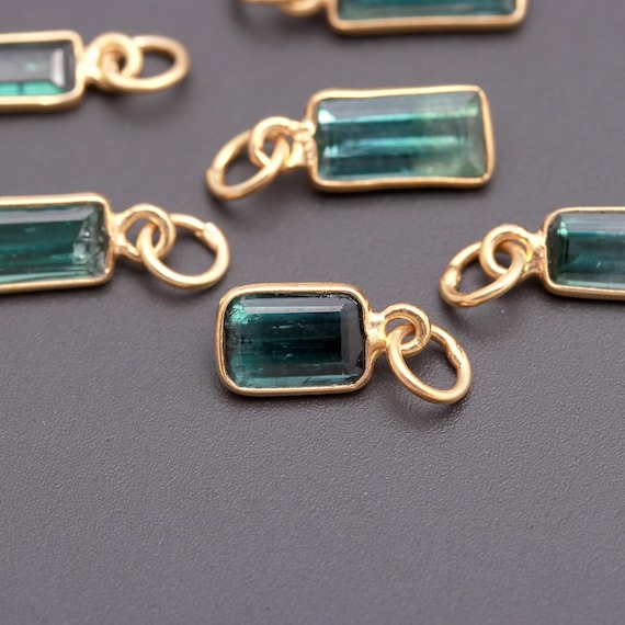 Tourmaline Bezel Connector, Natural Multi Tourmaline Charm 925 Sterling Silver, 18K Pure Gold , Smooth Gemstone Link for Jewelry Making