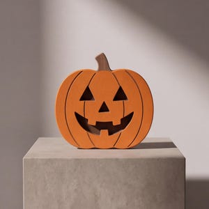 Decorazioni in legno a forma di zucca, cartello di Halloween con zucca, decorazioni rustiche autunnali per la tavola, decorazioni autunnali in stile fattoria per mensole, decorazioni per feste di Halloween