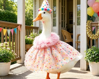 23 Inch Porch Goose Tulle Skirt, Goose Outfit Costume, Decorative Goose Clothing for Holiday Parties, Lawn and Porch Decor
