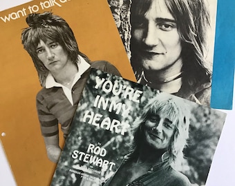 Rod Stewart Vintage 1970s Sheet Music, Maggie May, I don’t want to talk about it, You’re in my heart