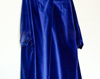 Sapphire Blue Velvet Opera Coat by Le Monde Modes Melbourne Retro 1950s Design