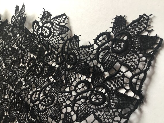 Black Floral Guipure Lace Fabric Vintage New Midcentury Lace Etsy UK