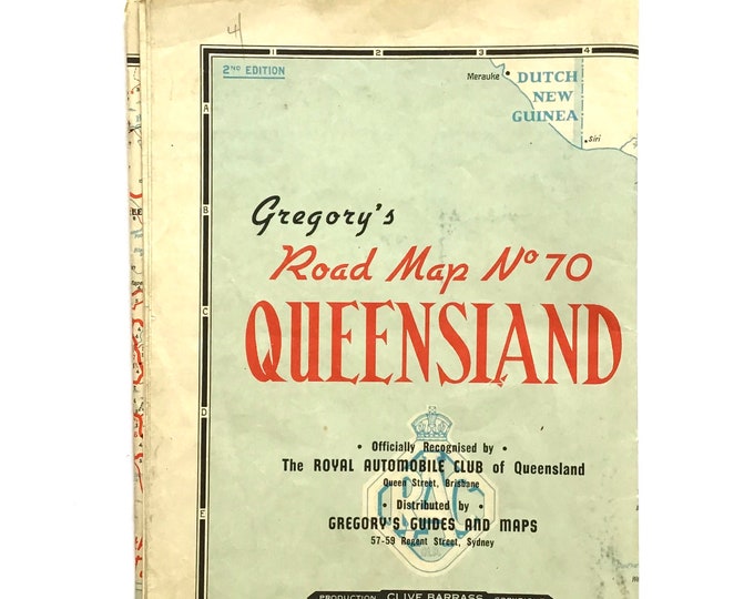 Gregorys Road Map No 70 Queensland 2nd Edition Vintage Etsy