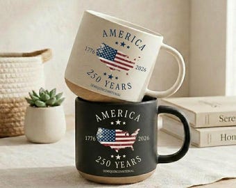 America 250th Anniversary Commemorative Mug, Patriotic Gift, America 250th Anniversary Pottery Mug, Happy 4th Of July