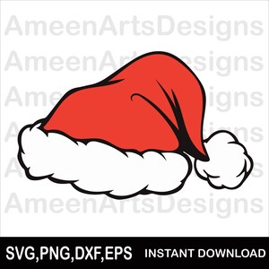 Weihnachtsmannmütze SVG PNG, Digitaler Download einer Weihnachtsmütze, Weihnachtsmann-Clipart, Cricut-Design für die Feiertage, Schneidedatei für Weihnachten
