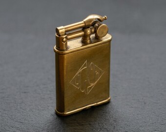 Personalized Engraved Brass Pocket Lighter Custom Monogram Groomsman Wedding Gift Gold Vintage