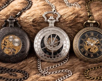 Steampunk Mechanical Pocket Watch Pocketwatch Groomsmen Gift Men Anniversary Wedding Birthday Christmas Fathers Day