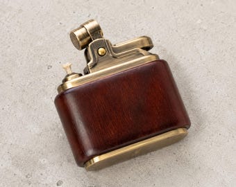 Vintage palissander messing navulbare zakaansteker retro stijl antiek verzamelobject verjaardagscadeau heren