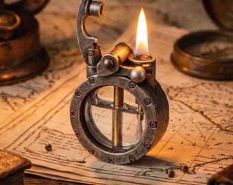 Steampunk Vintage Retro Lighter for Men Transparent Refillable Windproof Unique Elegant Gift