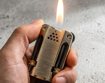 Vintage Brass Lighter Retro Windproof Refillable Kerosene Collectible Gift for Him