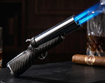 Dual Jet Torch Lighter Windproof Refillable Metal Collectible Groomsmen Gift Cigar Camping Men