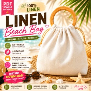 Easy Sew Clutch Bag Pattern PDF | Wood Handle Purse Sewing Pattern | DIY Drawstring Handbag Tutorial |