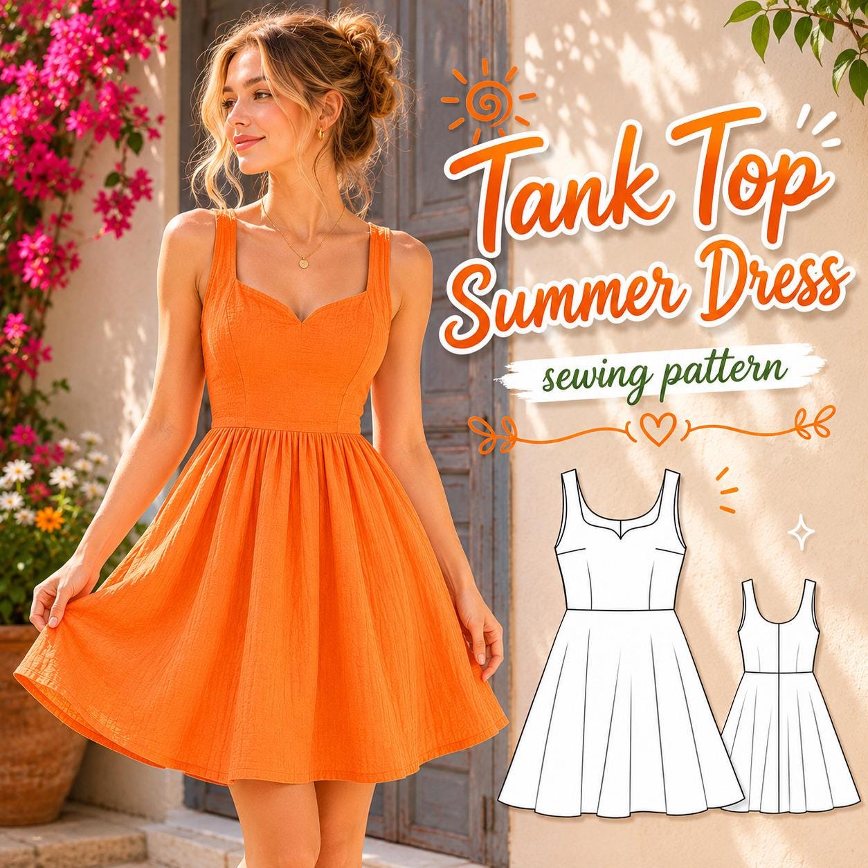 Sleeveless Knee Length Tank Dress