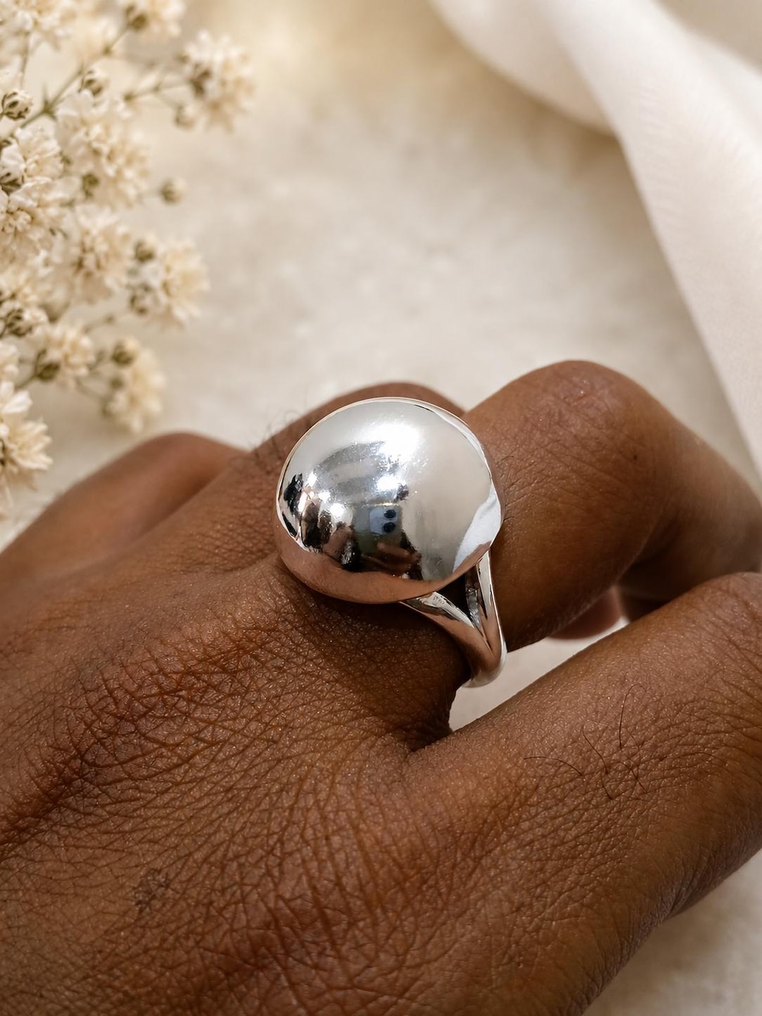 925 Sterling Silver + Chunky Dome Ring + Bold Statement Ring + Modern ...