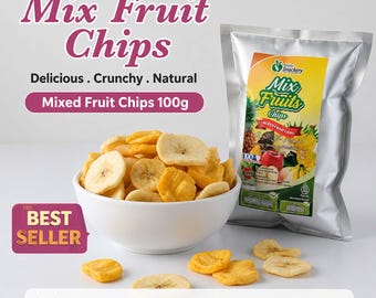 Chips de frutas mixtas 100g, snack saludable y crujiente, manzana, piña, yaca, fruta de serpiente.