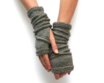 MORE COLORS - Wrap Gauntlets - Hand Knit Gloves - Wool Fingerless Gloves - Apocalyptic Mitts - Hand Warmers - Strap Gloves - Unisex Gloves