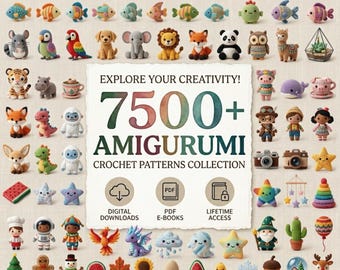 Paquete de más de 7000 patrones de amigurumi a crochet en PDF / Patrones de animales adorables a crochet / Patrones de peluches ideales para principiantes / Descarga instantánea