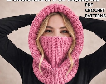 Crochet Balaclava Turtleneck Hoodie Pattern : Crochet Hooded Neck Cowl Adult & Child Sizes (PDF Download), PDF File