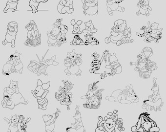 50+ Winnie ThePooh svg, Winnie SVG and PNG Bundle, layered svg bundle, Tigger, Piglet & Eeyore, Winnie Files for Cricut Printable File
