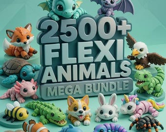 Paquete de más de 2500 archivos STL de animales flexibles: animales articulados para impresión 3D (uso comercial incluido)