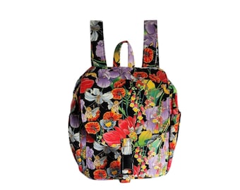 Backpack Fairy garden print cotton Medium
