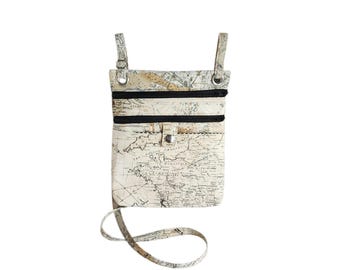 Crossbody hip bag Map print cotton Large