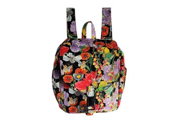 Backpack Fairy garden print cotton Medium