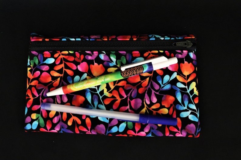 Large Pouch Rainbow leaf print cotton