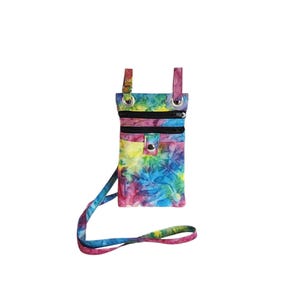 Riñonera pequeña de algodón teñido anudado multicolor