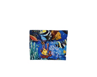 Small Wallet Tropical ocean print cotton