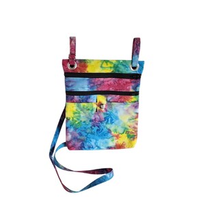 Bolso de cadera grande de algodón teñido anudado multicolor