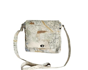 Crossbody messenger Map print cotton Large