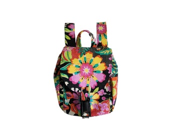 Small backpack Vibrant floral print canvas