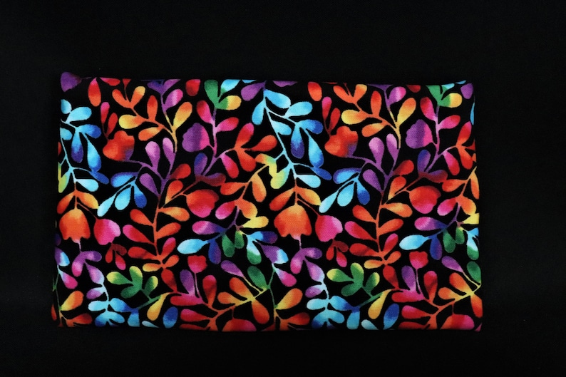 Large Pouch Rainbow leaf print cotton