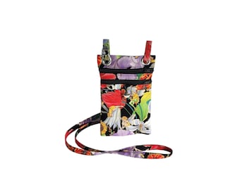 Crossbody hip bag Fairy garden print cotton Small