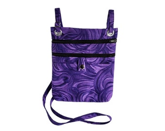 Large hip bag Purple swirl print cotton