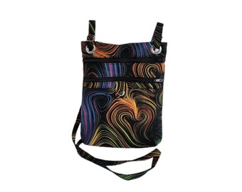 Large hip bag Neon swirl cotton print