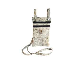 Crossbody hip bag Map print cotton Small