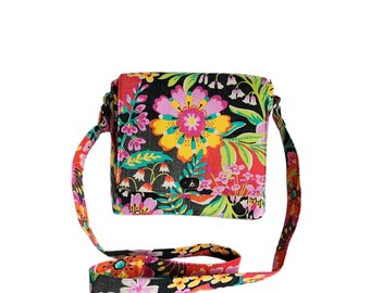 Large messenger Vibrant floral print canvas