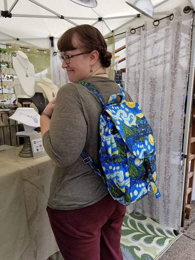 Birds and branches print canvas Large backpack