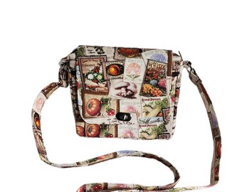 Small messenger Garden theme print cotton