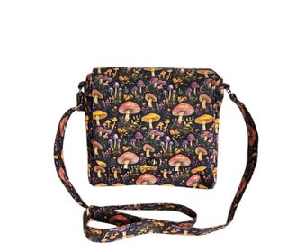 Bandolera bandolera Mushroom Frenzy de algodón, talla grande